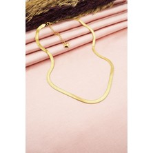 By Zeyna Aksesuar Kadın 316L Çelik 40 cm Gold Renk Italyan Zincir  Kolye