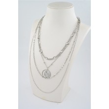 By Zeyna Aksesuar Kadın Özel Tasarım Ay ve Yıldız Figürlü 3'lü Kombin Kolye Seti