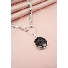 By Zeyna Aksesuar Kadın Özel Tasarım Hayat Ağacı Figürlü Yılan Zincir Kolye