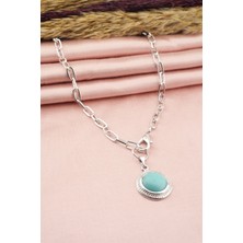 By Zeyna Aksesuar Kadın Özel Tasarım Plastik Taşlı Renkli Madalyon Kolye