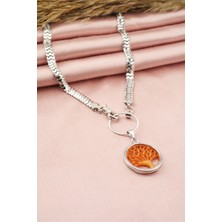 By Zeyna Aksesuar Kadın Özel Tasarım Hayat Ağacı Figürlü Yılan Zincir Kolye