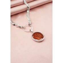 By Zeyna Aksesuar Kadın Özel Tasarım Hayat Ağacı Figürlü Yılan Zincir Kolye