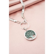 By Zeyna Aksesuar Kadın Özel Tasarım Hayat Ağacı Figürlü Yılan Zincir Kolye