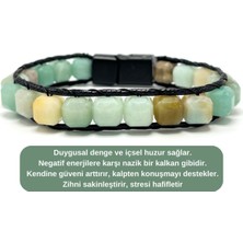 Sertifikalı Amazonit Küp Kesim Kilitli Doğal Taş Bileklik 8 mm