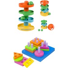 Yağmur Damlası (Çıngıraklı Top Oyunu ) + Geometrik Şekiller Bulmaca Eğitici ve Zeka Geliştirici Set