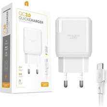 Powerway QCT30 18 Watt 3 Amper Type-C Kablolu Hızlı Şarj Aleti Seti