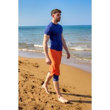 Turuncu Erkek Tesettür Yüzme Şortu - Iç Taytlı, UPF50+ Korumalı S2505-3