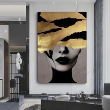 Siyah Kadın Portresi Afrikalı Sanat Kanvası, Renkli Soyut Kadın Baskısı, Büyük Boy Ev Dekoru