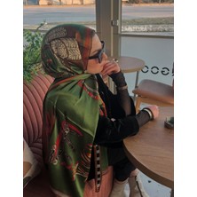 Hermes Vual Ipek Şal Kemer Desenli Yeşil