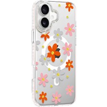 Apple iPhone 16 Floral Magsafe Kapak - Turuncu - TNC9798-9423