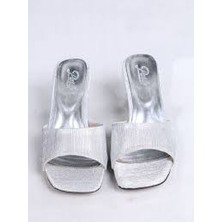 Luart Gümüş Simli Topuklu Terlik