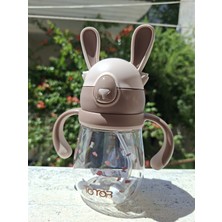 Tong Meng Esnek Tavşan Kulaklı Ölçülü Çift Kulplu Pipetli Baby Matara 370 ml