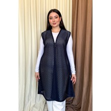 Kadın B.beden Dantel Uzun Yelek 261-2