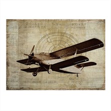 Bedeko Eski Tip Uçak Model Mdf Tablo 50 cm x 70 cm