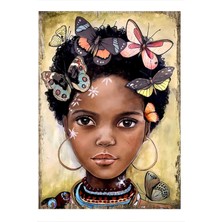 Siyahi Çocuk Dekoratif Ahşap Tablo 50 cm x 70 cm