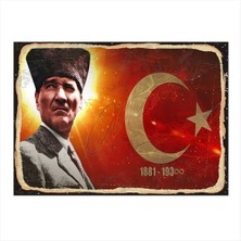 Bedeko Mustafa Kemal Atatürk Desenli Ahşap Tablo 50 cm x 70 cm