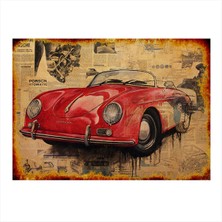 Bedeko Kırmızı Klasik Araba Tasarım Mdf Tablo 50 cm x 70 cm