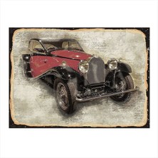 Bedeko Kırmızı Klasik Araba Modern Ahşap Tablo 50 cm x 70 cm