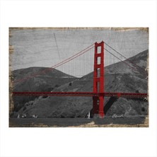 Bedeko Kırmızı Köprü Hediyelik Ahşap Tablo 50 cm x 70 cm