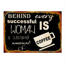 Bedeko Başarılı Kadının Kahvesi Dekoratif Ahşap Tablo 50 cm x 70 cm