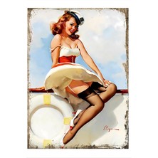 Jartiyer Çoraplı Kadın Desenli Mdf Tablo 50 cm x 70 cm