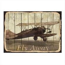 Bedeko Retro Uçak Hediyelik Ahşap Tablo 50 cm x 70 cm
