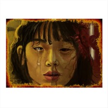 Bedeko Ağlayan Kadın Desenli Ahşap Tablo 50 cm x 70 cm