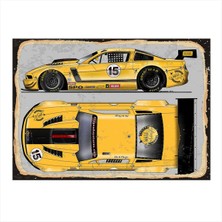 Bedeko Sarı Yarış Arabası Mdf Poster 50 cm x 70 cm