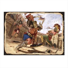 Bedeko Gladyatörler Desenli Ahşap Tablo 50 cm x 70 cm