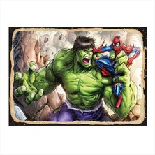 Bedeko Hulk ve Örümcek Adam Art Mdf Tablo 50 cm x 70 cm