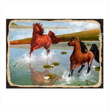 Bedeko Kahverengi Atlar Hediyelik Mdf Tablo 50 cm x 70 cm