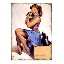 Köpek ve Kadın Mdf Tablo 50 cm x 70 cm