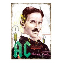 Nicola Tesla Ac Desenli Mdf Tablo 50 cm x 70 cm