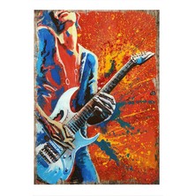 Gitarist Adam Model Ahşap Tablo 50 cm x 70 cm