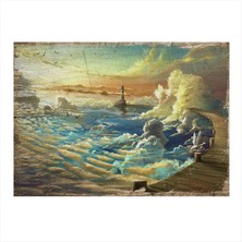 Bedeko Deniz Feneri ve Bulutlar Modern Mdf Tablo 50 cm x 70 cm