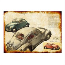 Bedeko Volkswagen Kaplumbağa Araba Hediyelik Mdf Tablo 50 cm x 70 cm