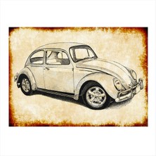 Bedeko Beyaz Volkswagen Model Ahşap Tablo 50 cm x 70 cm