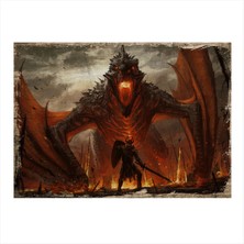 Bedeko Ejderha ve Savaşçı Dekoratif Mdf Tablo 50 cm x 70 cm