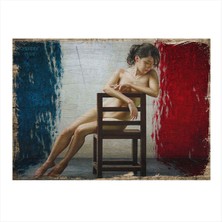 Bedeko Fransa Bayrağı ve Kadın Model Mdf Tablo 50 cm x 70 cm