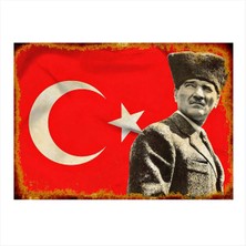 Bedeko Atatürk ve Bayrak Dekoratif Ahşap Tablo 50 cm x 70 cm