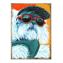 Bedeko Kırmızı Gözlüklü Köpek Model Ahşap Tablo 50 cm x 70 cm