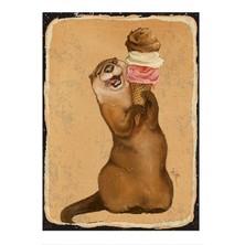 Bedeko Dondurma ve Kunduz Desenli Mdf Tablo 50 cm x 70 cm