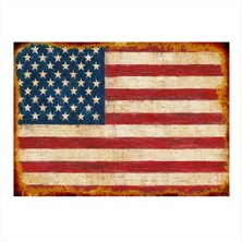 Bedeko Amerika Bayrağı Desenli Ahşap Tablo 50 cm x 70 cm