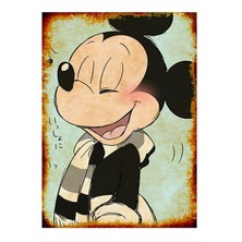 Bedeko Mavi Fon Mickey Mouse Art Mdf Poster 50 cm x 70 cm