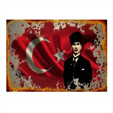 Bedeko Mustafa Kemal Atatürk ve Bayrak Hediyelik Mdf Tablo 50 cm x 70 cm