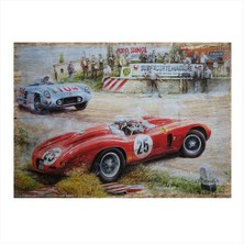 Bedeko Retro Araba Yarışı Modern Mdf Tablo 50 cm x 70 cm