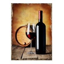 Bedeko Kırmızı Şarap Modern Ahşap Tablo 50 cm x 70 cm