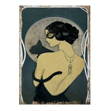 Bedeko Kedili Esmer Kadın Modern Mdf Tablo