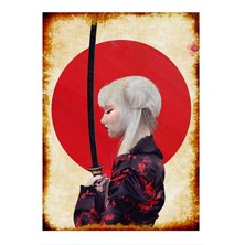 Bedeko Japon Kadın Savaşçı Model Ahşap Tablo 50 cm x 70 cm