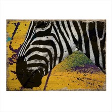 Bedeko Sarı Fon Zebra Model Ahşap Tablo 35 cm x 50 cm